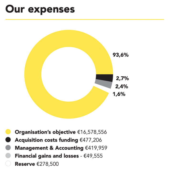 Chart of the expenses of Free Press Unlimited 2019