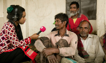 Reporter at work in Bangladesh